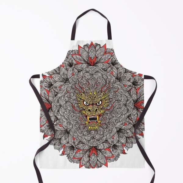 Item preview, Intricate Dragon Mandala – Detailed Black and Grey Floral Dragon Mandala Design designed and sold by Anime9122.