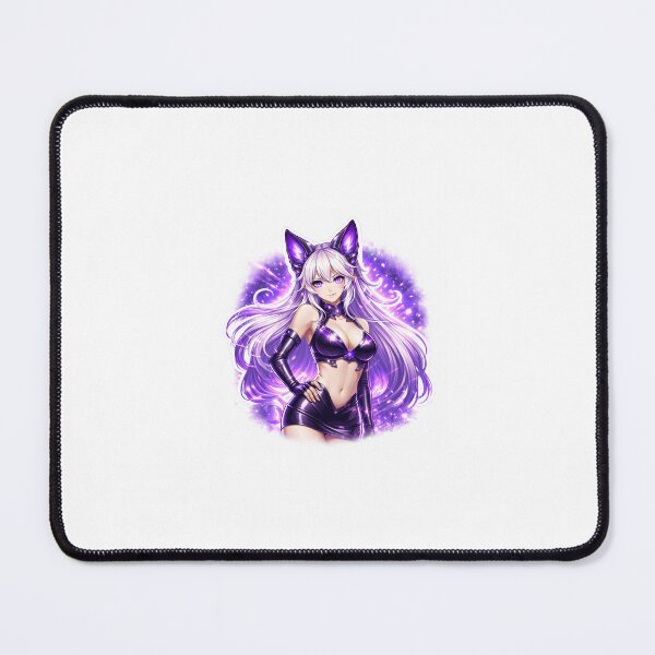 Item preview, Cyber Fox Girl Sticker – Purple Neon Anime Aesthetic | Futuristic Gaming Art designed and sold by Shadowpaws Studio.