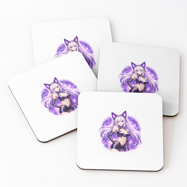 Item preview, Cyber Fox Girl Sticker – Purple Neon Anime Aesthetic | Futuristic Gaming Art designed and sold by Shadowpaws Studio.