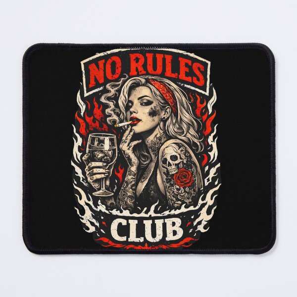 Item preview, No Rules Club Tattoo Woman Streetwear Graphic Retro Rebel Design designed and sold by HIGHSQUARE.