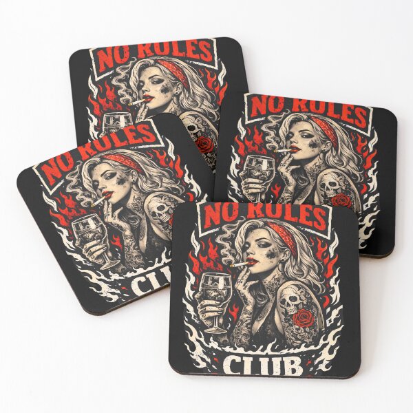 Item preview, No Rules Club Tattoo Woman Streetwear Graphic Retro Rebel Design designed and sold by HIGHSQUARE.