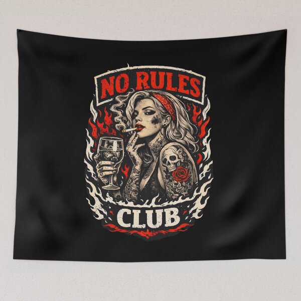 Item preview, No Rules Club Tattoo Woman Streetwear Graphic Retro Rebel Design designed and sold by HIGHSQUARE.