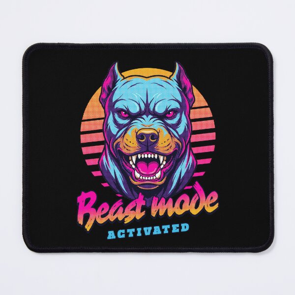 Item preview, Pitbull Beast Mode Activated – Neon Cyberpunk Dog Design designed and sold by PixelsPaws.