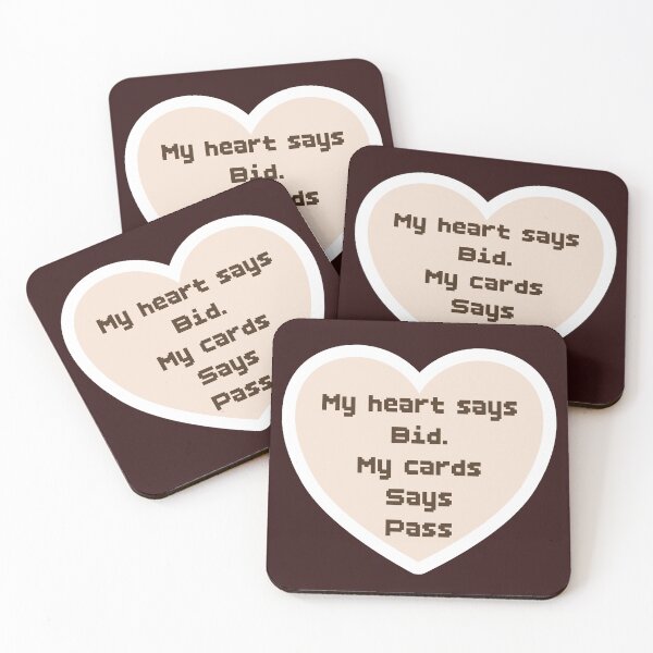 Item preview, Bridge, card game, my heart says bid. My cards says pass, terminology, pixelated, heart designed and sold by DebbieJoyArt.