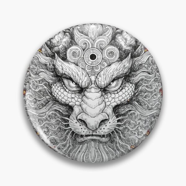 Item preview, Intricate Dragon Mandala – Detailed Black and Grey Floral Dragon Mandala Design designed and sold by Anime9122.