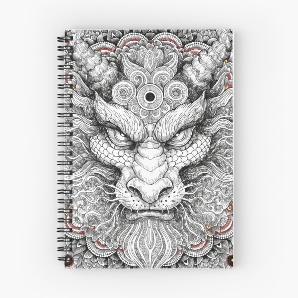 Item preview, Intricate Dragon Mandala – Detailed Black and Grey Floral Dragon Mandala Design designed and sold by Anime9122.