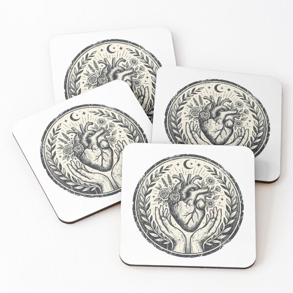 Item preview, Sacred Heart in Hands – Vintage Spiritual Style Illustration designed and sold by NaraGco.