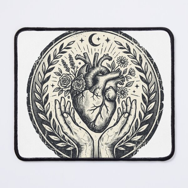 Item preview, Sacred Heart in Hands – Vintage Spiritual Style Illustration designed and sold by NaraGco.