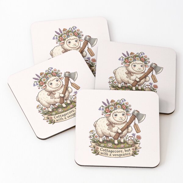 Item preview, Cottagecore With A Vengeance - Cute Sheep With Axe Meme designed and sold by SylwiaPrint.