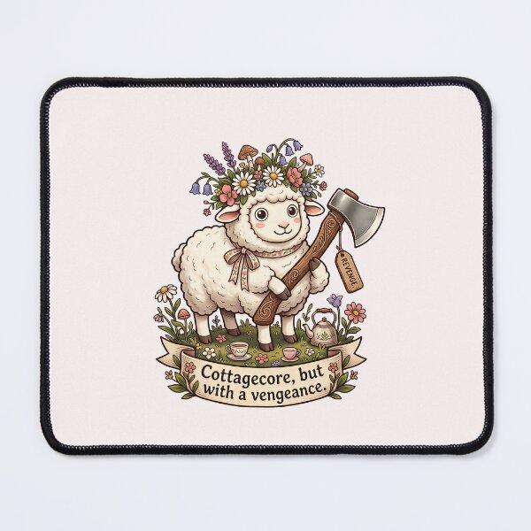 Item preview, Cottagecore With A Vengeance - Cute Sheep With Axe Meme designed and sold by SylwiaPrint.