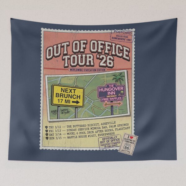 Item preview, Out of Office Tour 2026 Staycation Postcard Vintage Brunch Road Trip designed and sold by REAL IRISH GIFTS.