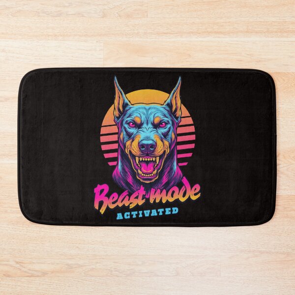 Item preview, Doberman Beast Mode Activated – Neon Cyberpunk Dog Design designed and sold by PixelsPaws.