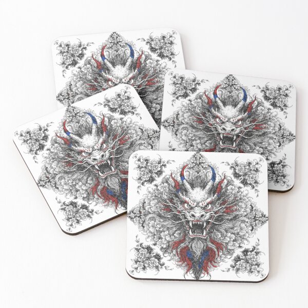 Item preview, Intricate Dragon Mandala – Detailed Black and Grey Floral Dragon Mandala Design designed and sold by Anime9122.