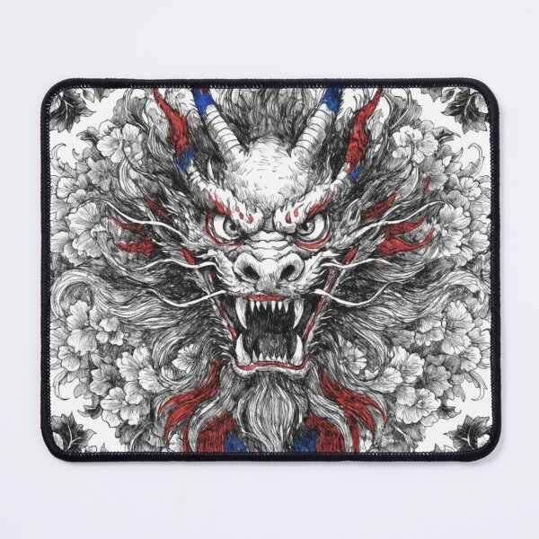 Item preview, Intricate Dragon Mandala – Detailed Black and Grey Floral Dragon Mandala Design designed and sold by Anime9122.