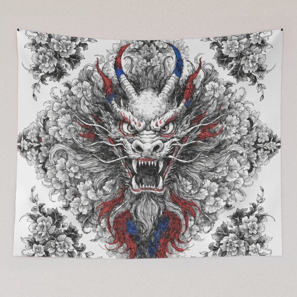 Item preview, Intricate Dragon Mandala – Detailed Black and Grey Floral Dragon Mandala Design designed and sold by Anime9122.
