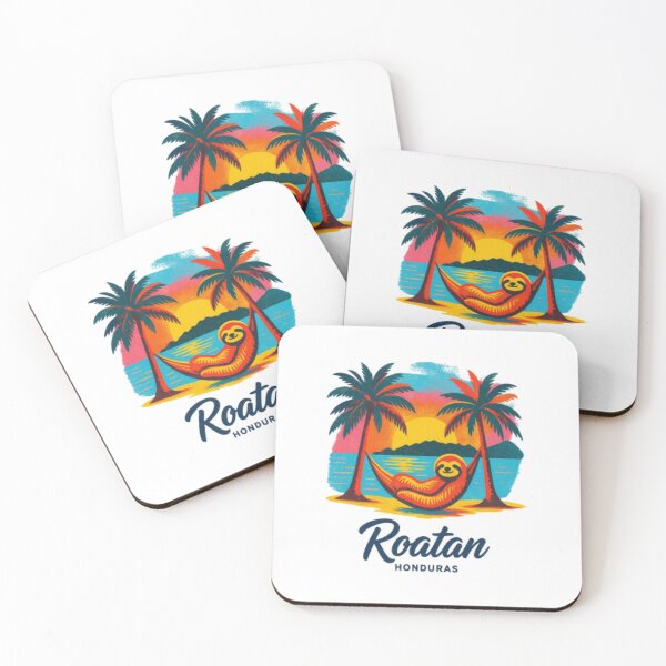 Item preview, Roatan Honduras Sloth — Retro Tropical Hammock Illustration designed and sold by HBDStudio.