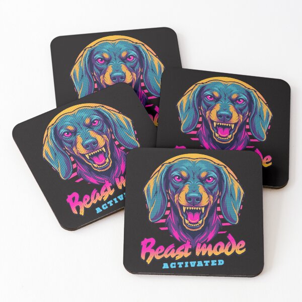 Artikelvorschau, Dackel im Bestienmodus – Neon-Cyberpunk-Hundedesign entworfen und verkauft von PixelsPaws.