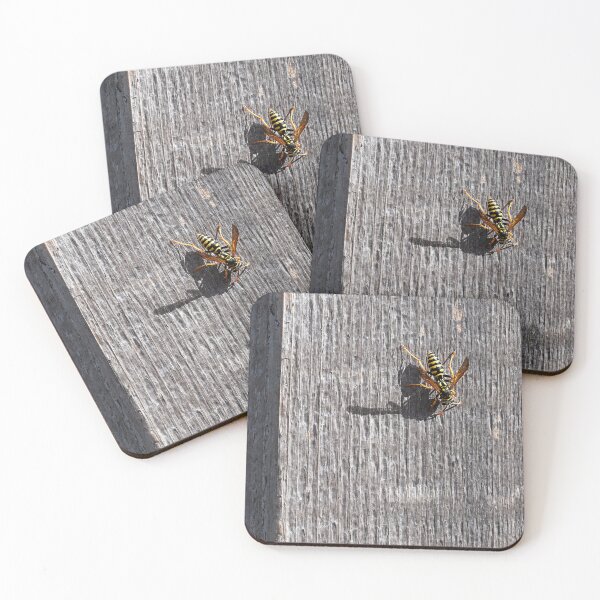 Item preview, Yellow Jacket and its shadow sidelit on a wooden post designed and sold by lisavonbiela.