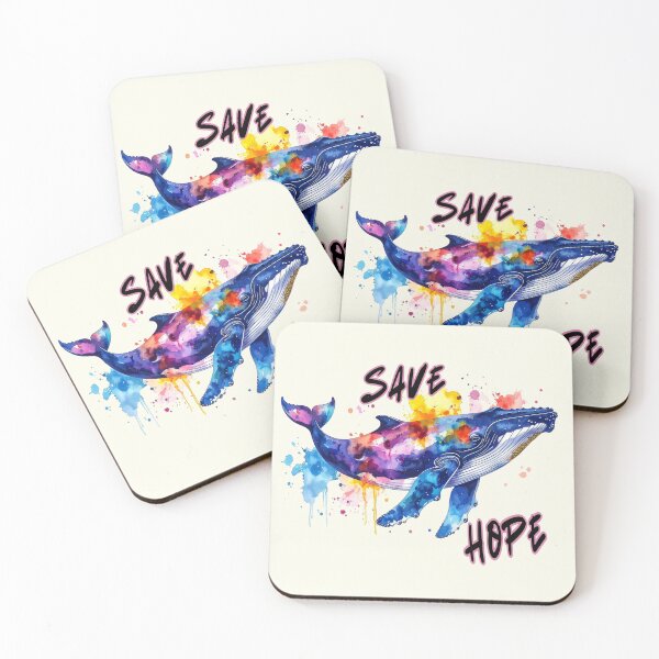 Item preview, Save Hope, humpback whale in the Baltic Sea near Poel, in colorful watercolor designed and sold by LiskoDesign.