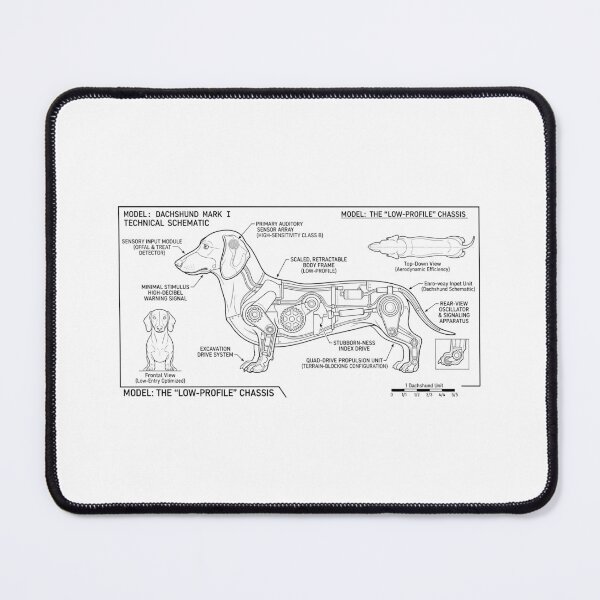 Item preview, Dachshund Mark I Technical Schematic - Funny Wiener Dog Engineering designed and sold by SylwiaPrint.