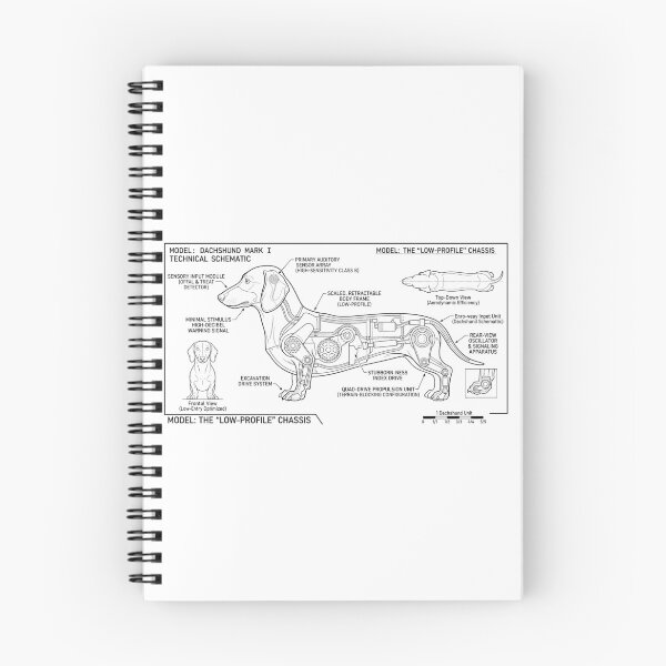 Item preview, Dachshund Mark I Technical Schematic - Funny Wiener Dog Engineering designed and sold by SylwiaPrint.