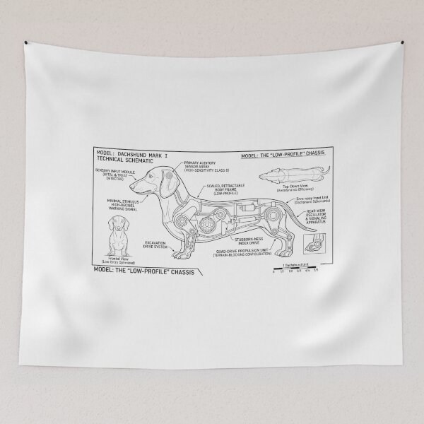 Item preview, Dachshund Mark I Technical Schematic - Funny Wiener Dog Engineering designed and sold by SylwiaPrint.