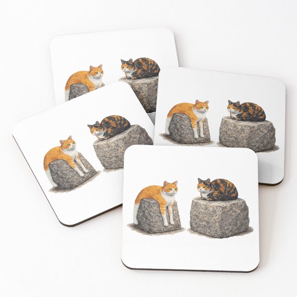 Item preview, Ginger and Calico Cats Resting on Rocks designed and sold by TeeARTHY.
