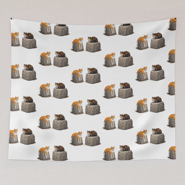 Item preview, Ginger and Calico Cats Resting on Rocks designed and sold by TeeARTHY.