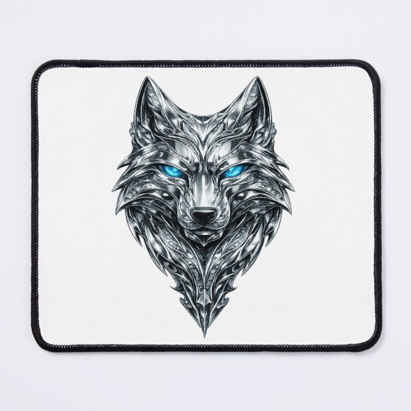 Item preview, Chrome Wolf emblem with glowing eyes designed and sold by Wolf Creator.