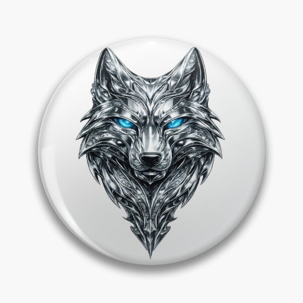 Item preview, Chrome Wolf emblem with glowing eyes designed and sold by Wolf Creator.