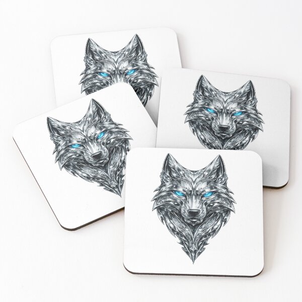 Item preview, Chrome Wolf emblem with glowing eyes designed and sold by Wolf Creator.