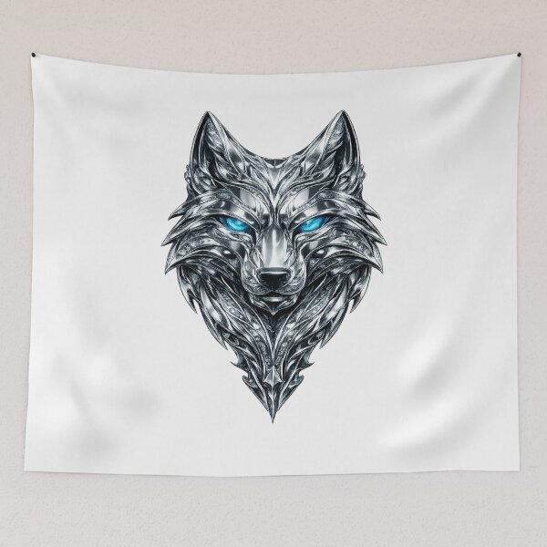 Item preview, Chrome Wolf emblem with glowing eyes designed and sold by Wolf Creator.