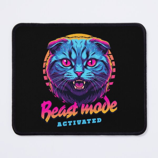 Item preview, Scottish Fold Cat Beast Mode Activated – Neon Cyberpunk Cat Design designed and sold by PixelsPaws.