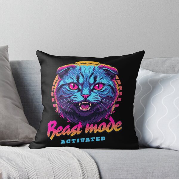 Item preview, Scottish Fold Cat Beast Mode Activated – Neon Cyberpunk Cat Design designed and sold by PixelsPaws.