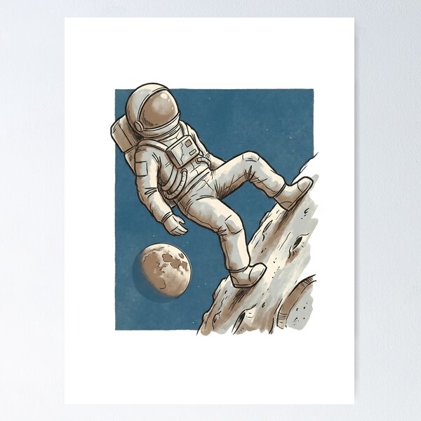 Item preview, Vintage Astronaut Drift Minimal Retro Space Art designed and sold by MythicCotton.
