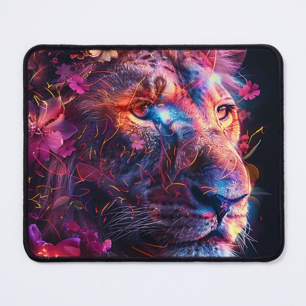 Item preview, Vibrant Floral Lion – Neon Glow Majesty designed and sold by Bold INK.