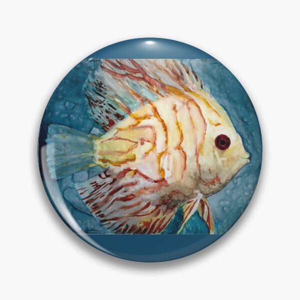 Item preview, discus fish yellow watercolor designed and sold by ShePaintsMusic.