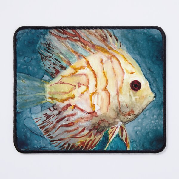Item preview, discus fish yellow watercolor designed and sold by ShePaintsMusic.