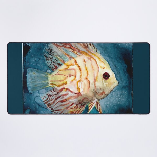 Item preview, discus fish yellow watercolor designed and sold by ShePaintsMusic.