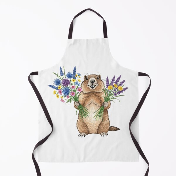 Item preview, Cute Groundhog Holding Wildflower Bouquet Spring designed and sold by TeeARTHY.