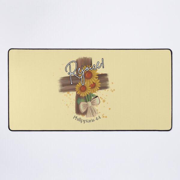 Item preview, Rejoice! Philippians 4:4 Sunflower Cross Christian Art designed and sold by FruitfullyC.
