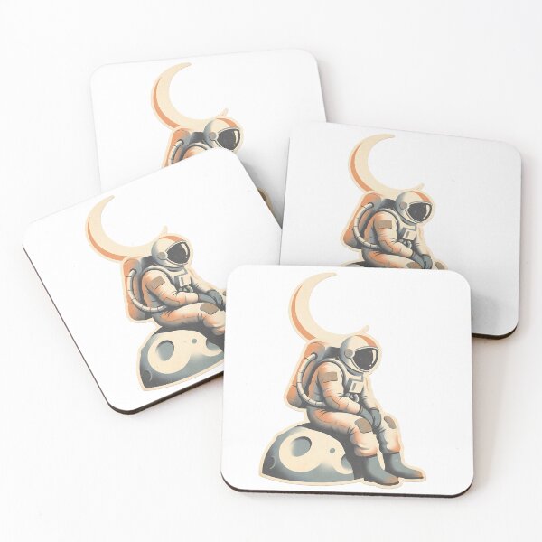 Item preview, Retro Astronaut Sitting on Moon Minimal Vintage Space designed and sold by MythicCotton.