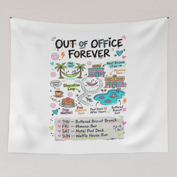 Item preview, Out Of Office Forever Staycation Doodle Map designed and sold by REAL IRISH GIFTS.