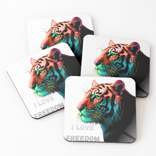 Item preview, 80s synthwave tiger head.I LOVE FREEDOM designed and sold by MerchWSzpilkach.