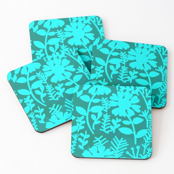 Item preview, Teal turquoise flowers designed and sold by Seeyouspoon.
