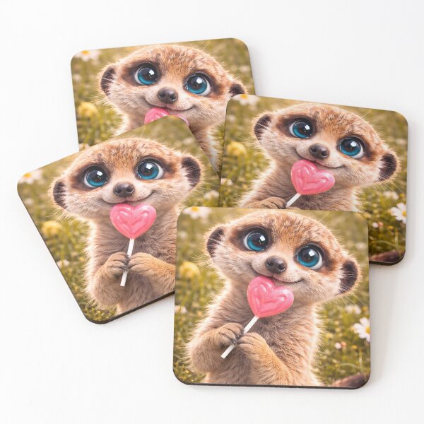 Item preview, Cute meerkat with heart lollipop designed and sold by Spirit75.
