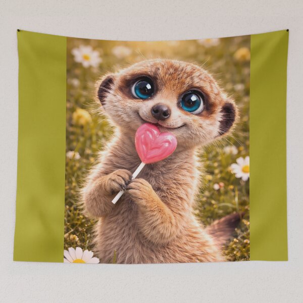 Item preview, Cute meerkat with heart lollipop designed and sold by Spirit75.