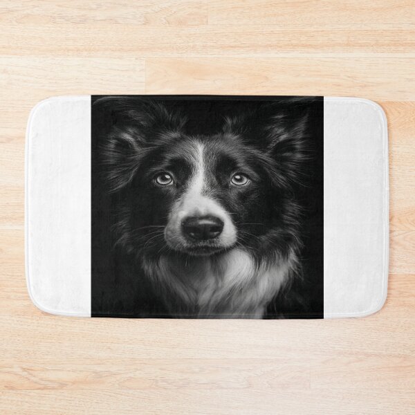 Item preview, Intense Border Collie Dog Portrait Black White designed and sold by NicolasGlowArt.