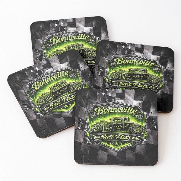 Item preview, Bonneville Salt Flats Hot Rod – Neon Green Racing Vintage Car Design designed and sold by artistwill.