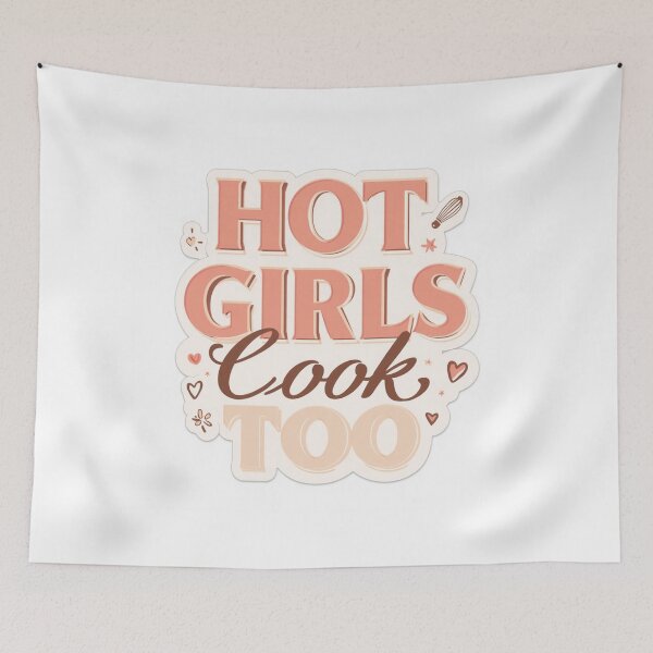 Item preview, Hot Girls Cook Too – Trendy Kitchen Sticker designed and sold by DzA-stickers.